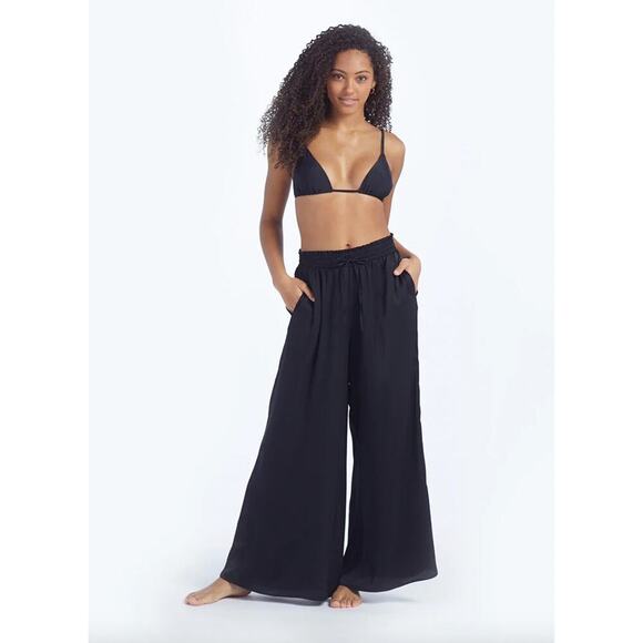 Summersalt Pants - Summersalt The Perfect Palazzo Cover-Up Pant Black Stretch Size L Resortwear
